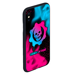 Чехол iPhone XS Max матовый Gears of War - neon gradient, цвет: 3D-черный — фото 2