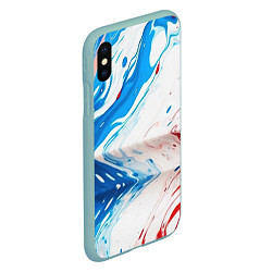 Чехол iPhone XS Max матовый Белые синие красные брызги, цвет: 3D-мятный — фото 2