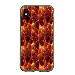 Чехол iPhone XS Max матовый Огненная мозаичная текстура, цвет: 3D-темно-зеленый