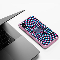 Чехол iPhone XS Max матовый Оптическая иллюзия глитч, цвет: 3D-розовый — фото 2