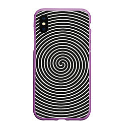 Чехол iPhone XS Max матовый Оптическая иллюзия спираль, цвет: 3D-фиолетовый
