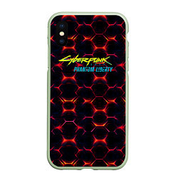 Чехол iPhone XS Max матовый Cyberpunk 2077 phantom liberty dark abstract, цвет: 3D-салатовый