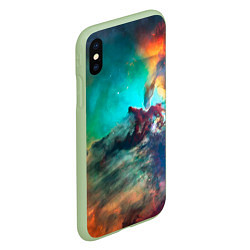 Чехол iPhone XS Max матовый Аморфный цветастый космос, цвет: 3D-салатовый — фото 2