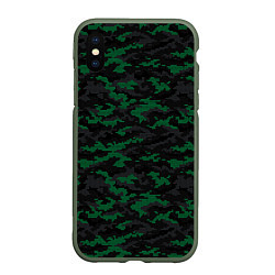 Чехол iPhone XS Max матовый Точечный камуфляжный узор Spot camouflage pattern, цвет: 3D-темно-зеленый