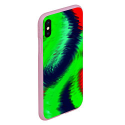 Чехол iPhone XS Max матовый Красно-зеленый абстрактный узор, цвет: 3D-розовый — фото 2