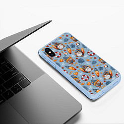Чехол iPhone XS Max матовый Пляжные гномы, цвет: 3D-голубой — фото 2