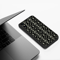 Чехол iPhone XS Max матовый Узор с черепами Pattern with skulls, цвет: 3D-черный — фото 2