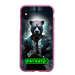 Чехол iPhone XS Max матовый Payday 3 bear, цвет: 3D-малиновый