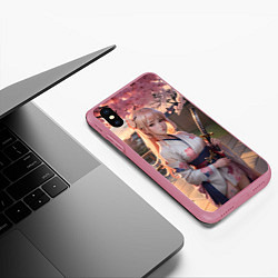 Чехол iPhone XS Max матовый Девушка самурай с катаной, цвет: 3D-малиновый — фото 2