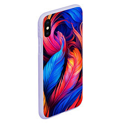 Чехол iPhone XS Max матовый Экзотические перья, цвет: 3D-светло-сиреневый — фото 2