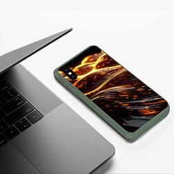 Чехол iPhone XS Max матовый Золотые волны, цвет: 3D-темно-зеленый — фото 2