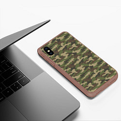 Чехол iPhone XS Max матовый Камуфляж лесной зелёный, цвет: 3D-коричневый — фото 2