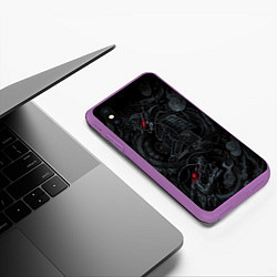 Чехол iPhone XS Max матовый Dragon and samurai, цвет: 3D-фиолетовый — фото 2