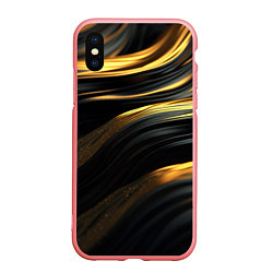 Чехол iPhone XS Max матовый Золотистые волны, цвет: 3D-баблгам