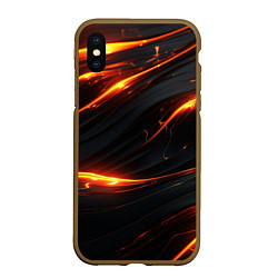 Чехол iPhone XS Max матовый Золотые волны со свечением, цвет: 3D-коричневый