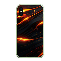 Чехол iPhone XS Max матовый Золотые волны со свечением, цвет: 3D-салатовый