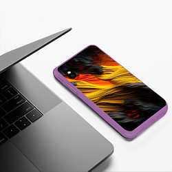 Чехол iPhone XS Max матовый Черно-желтая текстура, цвет: 3D-фиолетовый — фото 2