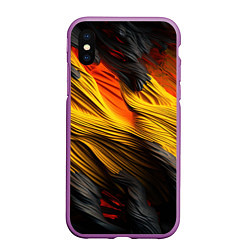 Чехол iPhone XS Max матовый Черно-желтая текстура, цвет: 3D-фиолетовый