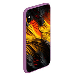 Чехол iPhone XS Max матовый Черно-желтая текстура, цвет: 3D-фиолетовый — фото 2