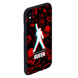 Чехол iPhone XS Max матовый Queen rock glitch, цвет: 3D-черный — фото 2