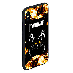 Чехол iPhone XS Max матовый Manowar рок кот и огонь, цвет: 3D-черный — фото 2