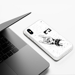 Чехол iPhone XS Max матовый Limp Bizkit и рок символ, цвет: 3D-белый — фото 2