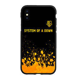 Чехол iPhone XS Max матовый System of a Down - gold gradient: символ сверху, цвет: 3D-черный