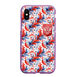 Чехол iPhone XS Max матовый Красный герб России, цвет: 3D-фиолетовый