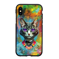 Чехол iPhone XS Max матовый Cat fashionista - neural network, цвет: 3D-черный