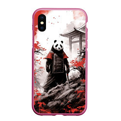 Чехол iPhone XS Max матовый Panda samurai, цвет: 3D-малиновый