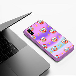 Чехол iPhone XS Max матовый Узор с Клоунами, цвет: 3D-фиолетовый — фото 2