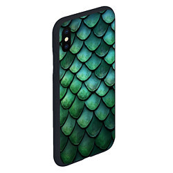 Чехол iPhone XS Max матовый Чешуя зелёного дракона, цвет: 3D-черный — фото 2