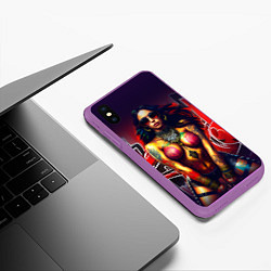 Чехол iPhone XS Max матовый Девушка панк, цвет: 3D-фиолетовый — фото 2