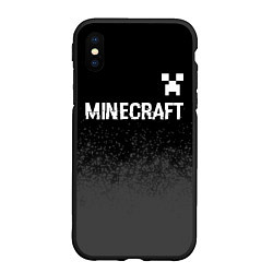 Чехол iPhone XS Max матовый Minecraft glitch на темном фоне: символ сверху, цвет: 3D-черный