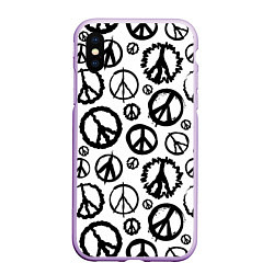 Чехол iPhone XS Max матовый Many peace logo, цвет: 3D-сиреневый