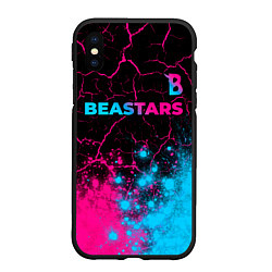 Чехол iPhone XS Max матовый Beastars - neon gradient: символ сверху, цвет: 3D-черный