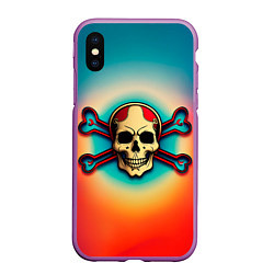 Чехол iPhone XS Max матовый Красочный веселый роджер, цвет: 3D-фиолетовый