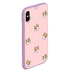 Чехол iPhone XS Max матовый Pink corgi, цвет: 3D-сиреневый — фото 2