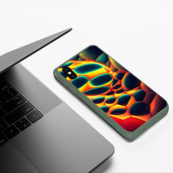 Чехол iPhone XS Max матовый Лавовые пузыри, цвет: 3D-темно-зеленый — фото 2