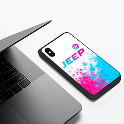 Чехол iPhone XS Max матовый Jeep neon gradient style: символ сверху, цвет: 3D-черный — фото 2