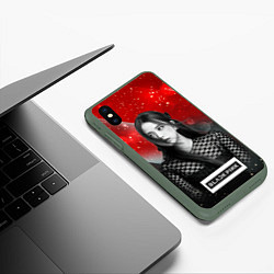Чехол iPhone XS Max матовый Jisoo black red background, цвет: 3D-темно-зеленый — фото 2