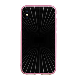 Чехол iPhone XS Max матовый Сетка пространства чёрный фон, цвет: 3D-розовый