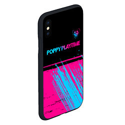 Чехол iPhone XS Max матовый Poppy Playtime - neon gradient: символ сверху, цвет: 3D-черный — фото 2