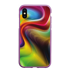 Чехол iPhone XS Max матовый Rainbow waves, цвет: 3D-фиолетовый