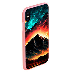 Чехол iPhone XS Max матовый Горящее ночное небо на фоне гор, цвет: 3D-баблгам — фото 2