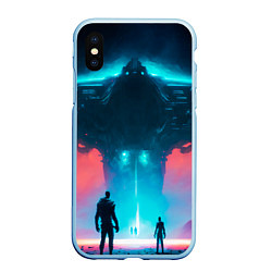 Чехол iPhone XS Max матовый Инопланетное вторжение, цвет: 3D-голубой
