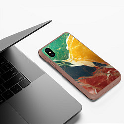 Чехол iPhone XS Max матовый Мраморная радуга, цвет: 3D-коричневый — фото 2