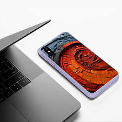 Чехол iPhone XS Max матовый Кирпичная кладка спираль, цвет: 3D-светло-сиреневый — фото 2