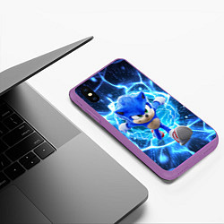 Чехол iPhone XS Max матовый Sonic electric waves, цвет: 3D-фиолетовый — фото 2