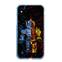 Чехол iPhone XS Max матовый Рыцарь Roblox, цвет: 3D-голубой